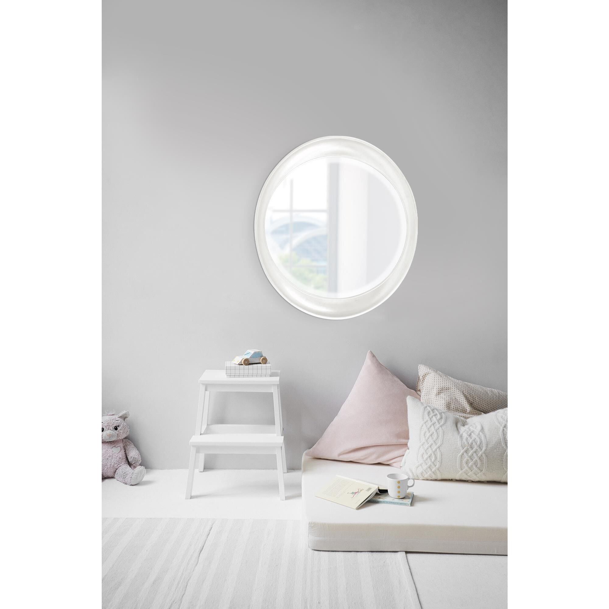 Ellipse 39 X 35 inch Glossy White Wall Mirror